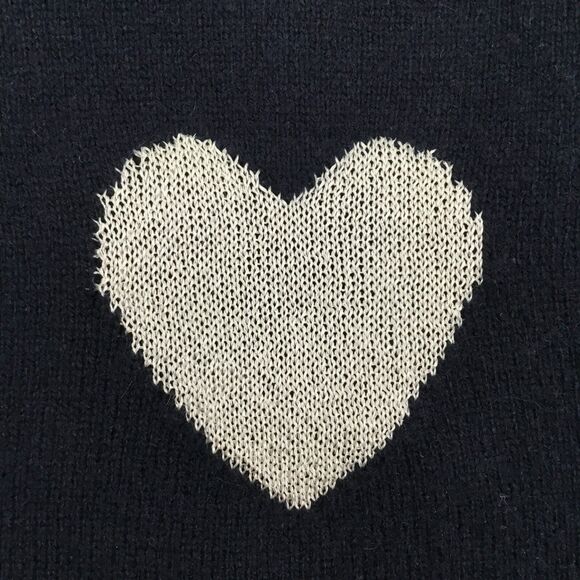 Chinti & Parker Cashmere Wool Sweater S Metallic Silver Hearts Girly Modern Luxe - Picture 10 of 15